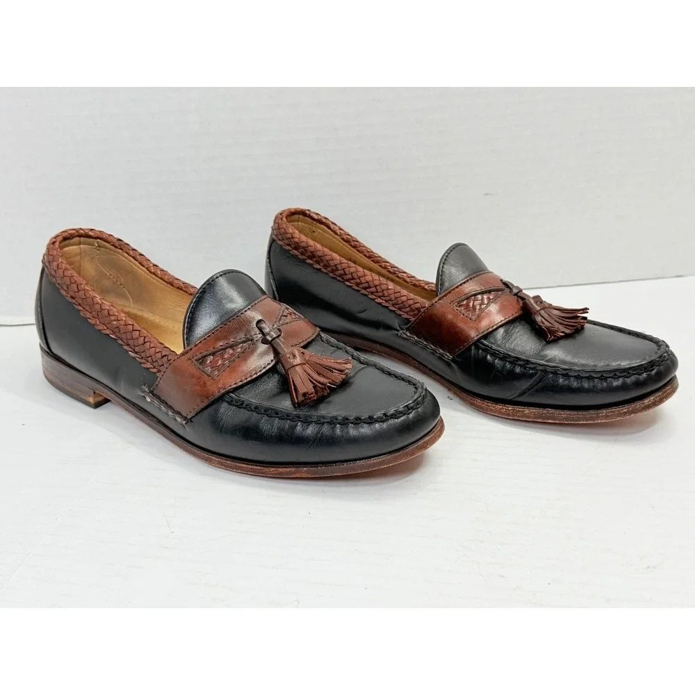 Allen Edmonds Maxfield Tassel Loafers Black Brown Leather Men's US 10 B